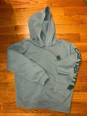 Carhartt Boys Light Green Logo Hoodie Sweatshirt size Large